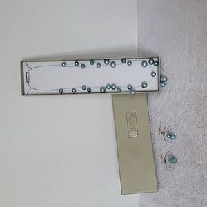 Honora pearls blue tone 16 inch necklace and matching earrings